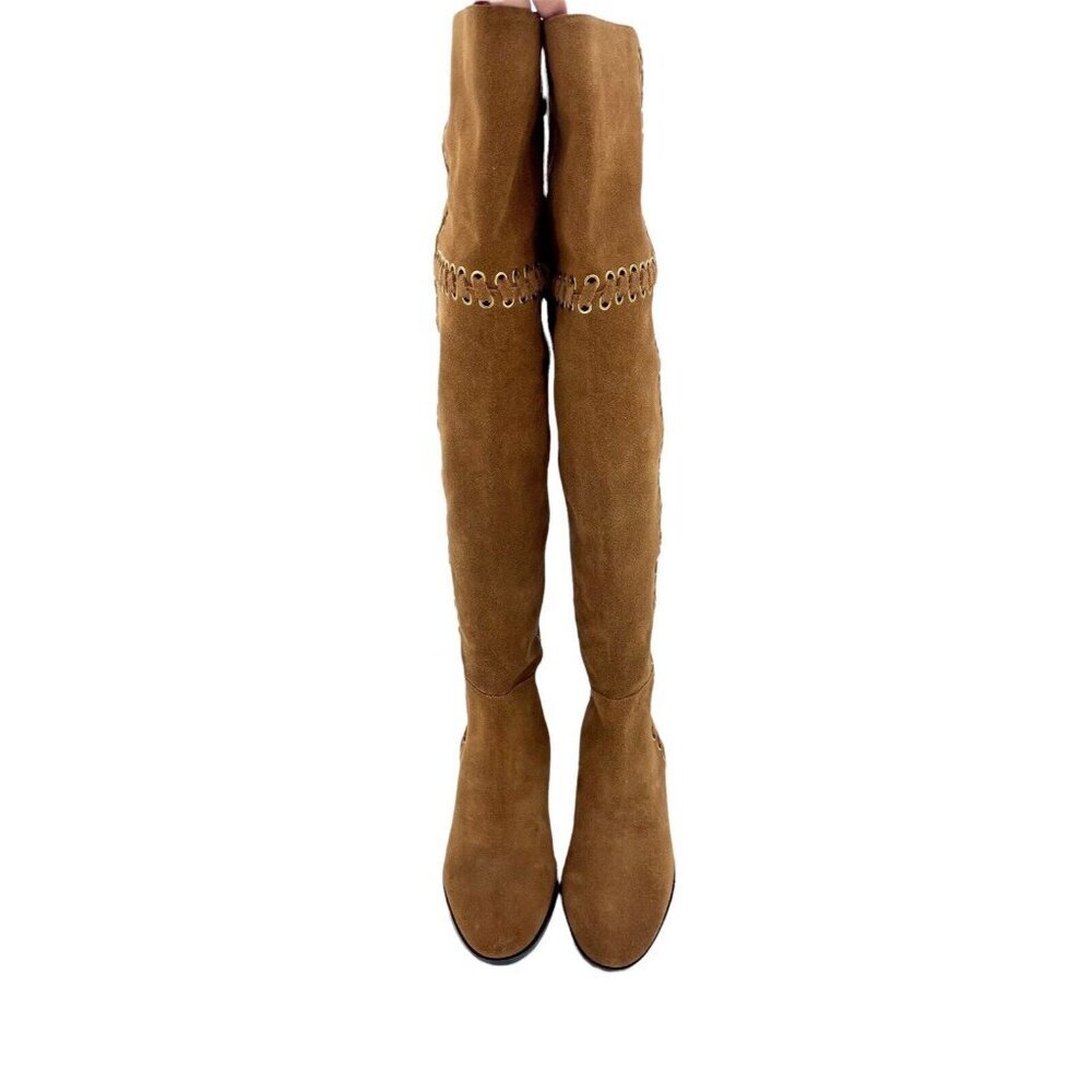 Michael Kors Boots Malin Grommet Suede Over-The-Knee Caramel SZ 6 New $395 - Picture 3 of 12